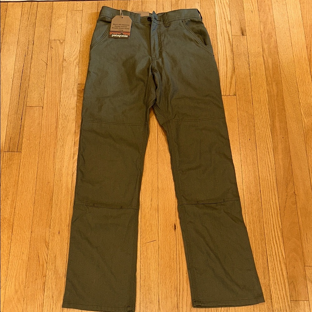 Patagonia Men's All Season Forest Green Hemp Canvas Double Knee Pants - 28X34